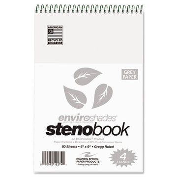 Roaring Spring® Enviroshades Steno Notepad, Gregg Rule, White Cover, 80 Blue 6 X 9 Sheets, 4-pack freeshipping - TVN Wholesale